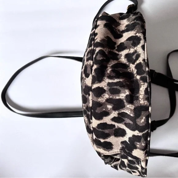 Animal Printed Textured Corduroy Oversized Half Moon Rounded Satchel Crossbody - Picture 6 of 13